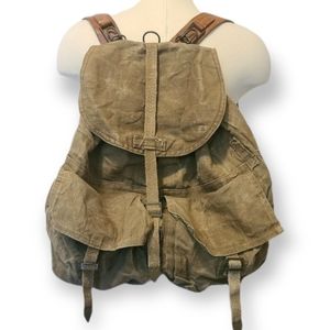 1950s CZECH ARMY RUCKSACK WITH LEATHER Y-STRAPS